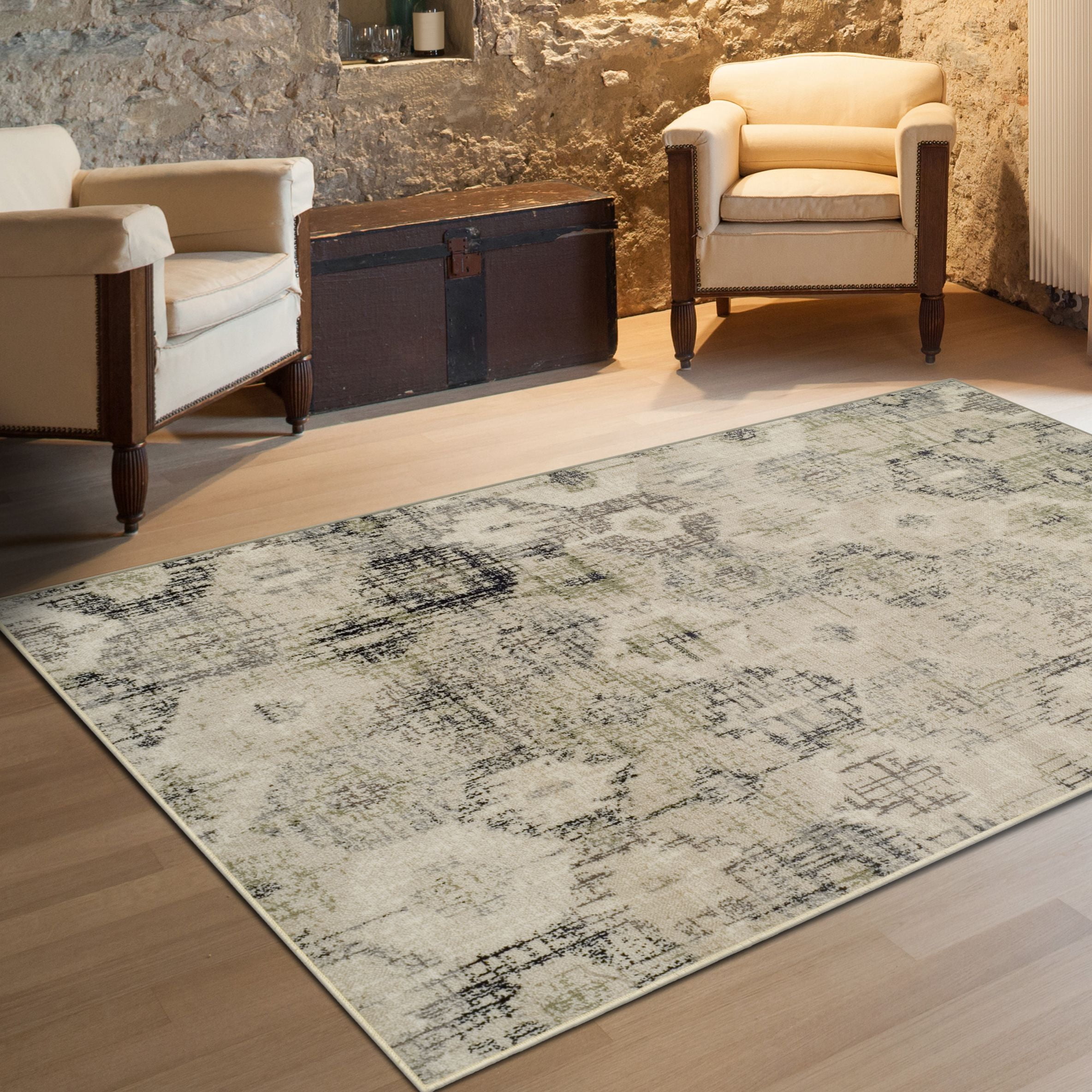 Superior Arabella Neutral Abstract Indoor Area Rug, Beige, 4' x 6'