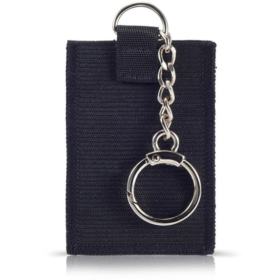 SUPERIOR ESSENTIALS Nylon Thread Wallet - Front Pocket Minimalist Wallet for Men and Women with a Classy D-Ring and Anchor Chain - Classy Slim Wallet Card Holder Black 1PC