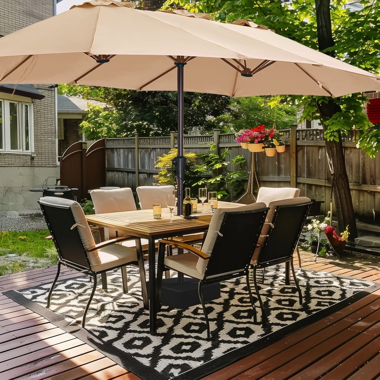 10 foot square patio umbrella Outdoor 10 x 10ft Square Double Top Patio Cantilever Umbrella with Base