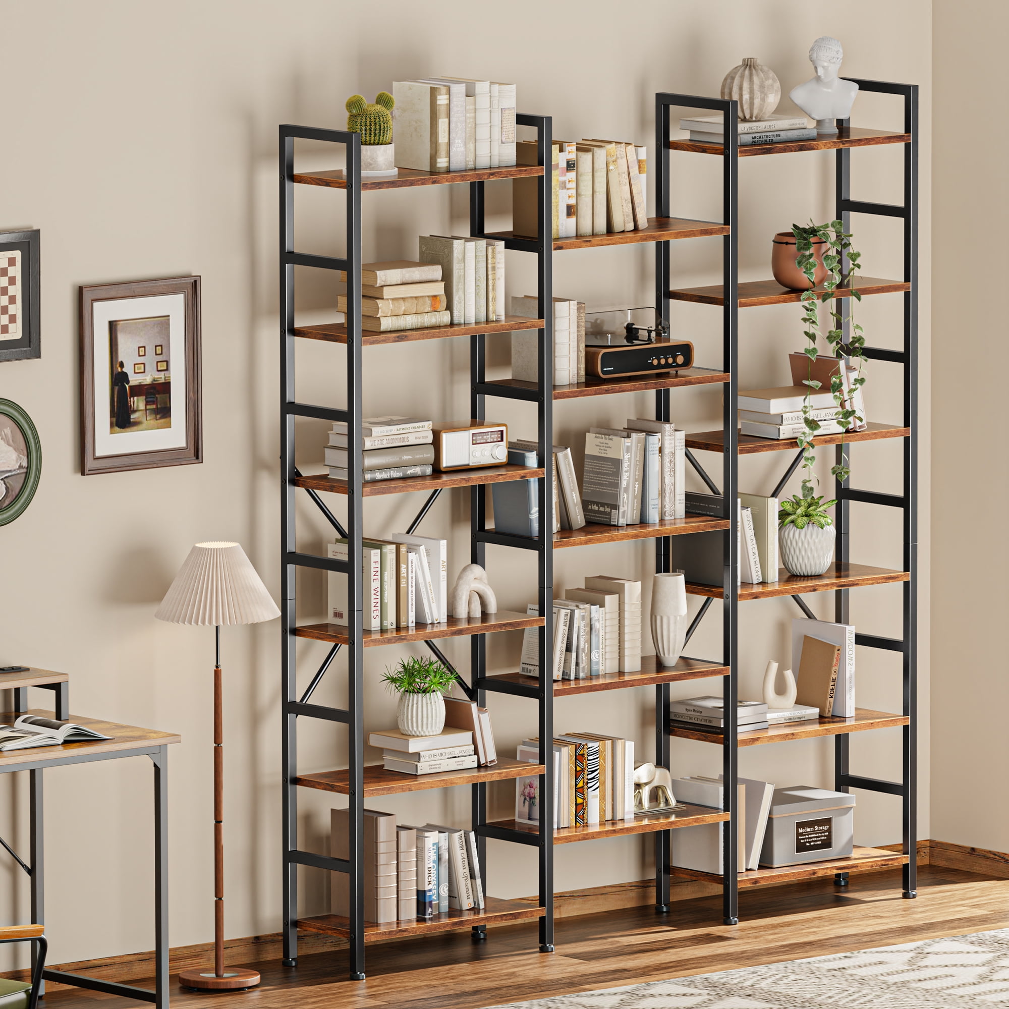 Free Shipping! SUPERJARE 6 Tier Bookshelf, Triple Bookcase with 17 Open ...