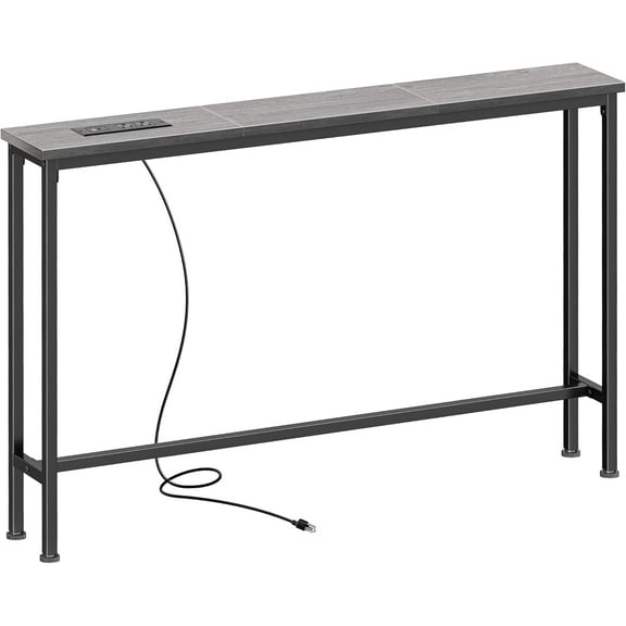 SUPERJARE 78.8 inch Narrow Console Table with Outlet, Sofa Tables, Behind Couch Table, Long Entryway Tables with Charging Station, for Living Room, Rustic Brown