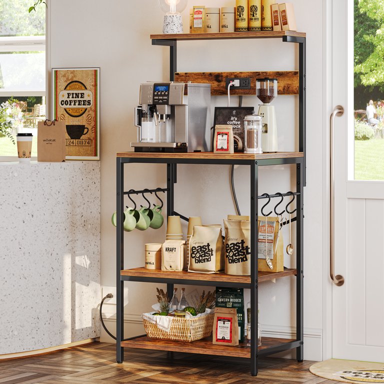 WhatWeWant WWW_RACK 2個セット SUPERJARE Bakers Rack with Power Outlet, Kitchen Coffee Bar Table
