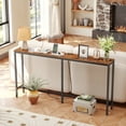 thumbnail image 1 of Sofa Table, Console Table with Charging Station, 63" Narrow Entryway Table, Behind Couch Table for Living Room, Hallway, Retro Brown, 1 of 7