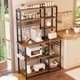 thumbnail image 1 of SUPERJARE Large Bakers Rack, Microwave Stand with Power Outlets, Kitchen Coffee Bar Table with 12 Hooks, Kitchen Shelf Rack in Rustic Brown, 1 of 7