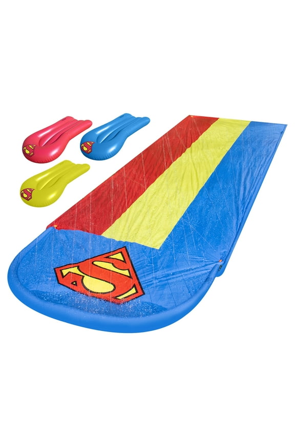Triple-Lane Water Slide + (3) Inflatable Boogie Boards for Backyard Summer Water Fun, Toddlers & Children Age 3+
