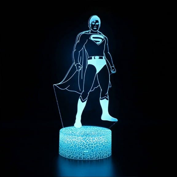 SUPERMAN FULL FIGURE USB 3D Touch Control Desk Lamps 7 Color Changing Table Lighting for Kids Girl Boy Holiday Halloween Birthday Christmas Gifts