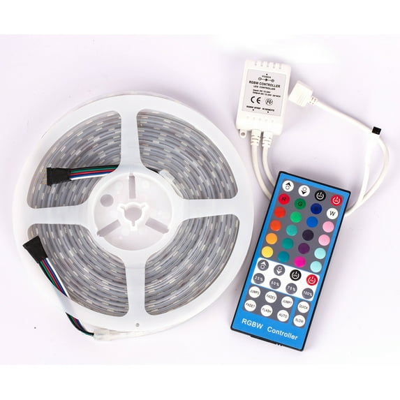 SUPERNIGHT 16.4ft 5M 300LEDs RGBWW Color SMD 5050 Flexible LED Strip Light IP65 Waterproof + 40Keys IR Control Remote