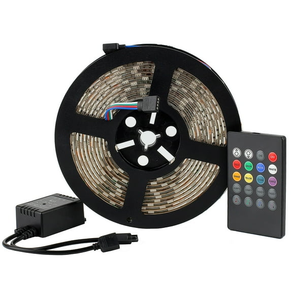 SUPERNIGHT 16.4ft SMD 5050 Waterproof 300LEDs RGB Flexible LED Strip Light Lamp + 20Key IR Music Remote Controller (NOT Include Power Supply)