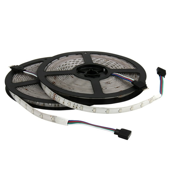SUPERNIGHT 2Pcs 16.4ft RGB 5M 300LEDs SMD 3528 LED Strip Light IP65 Waterproof + Dual Connector Output IR Remote Controller