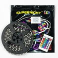 thumbnail image 1 of SUPERNIGHT RGB 16.4ft 300LEDs Flexible 5M 60Leds/m SMD 5050 Black PCB LED Strip Light IP65 Waterproof + 4-Pin 24Keys IR Remote Controller + DC 12V Power Supply, 1 of 6