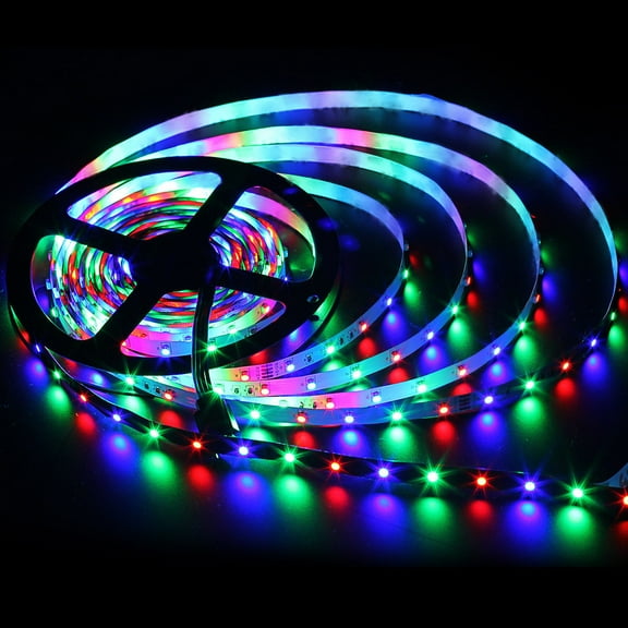 SUPERNIGHT RGB 16.4ft 5M 300LEDs SMD 3528 Flexible LED Strip Light Non-Waterproof with 44Keys 4-Pins IR Remote