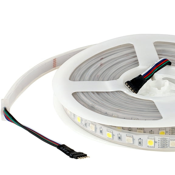 SUPERNIGHT RGBW Flexible 16.4ft 5M 300LEDs SMD 5050 LED Strip Light IP67 Waterproof (Silicone Tube)
