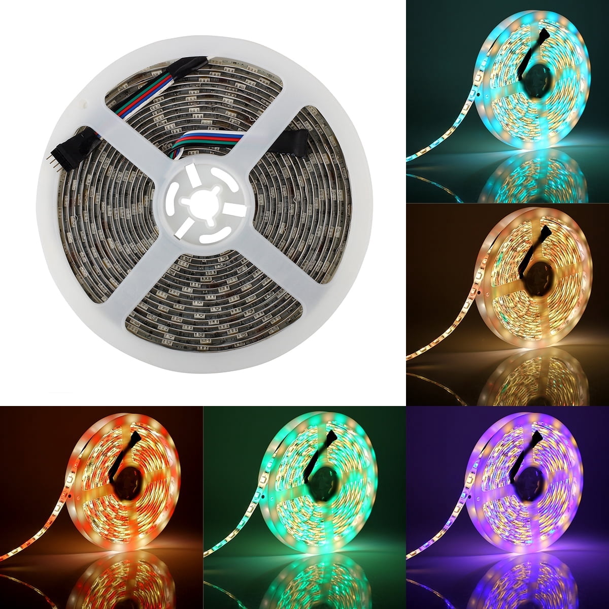 SUPERNIGHT RGBWW Flexible 16.4ft 5M 300LEDs Color SMD 5050 LED Strip Light IP65 Waterproof + 44Keys IR Remote Controller + Power Supply Full Kit