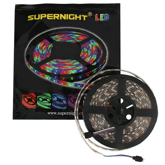 SUPERNIGHT 16.4ft 5050 SMD 300LEDs RGB Strip light Multi-color Waterproof(IP-65) Flexible Rope Light For Home, Party,Christmas, Room Decoration