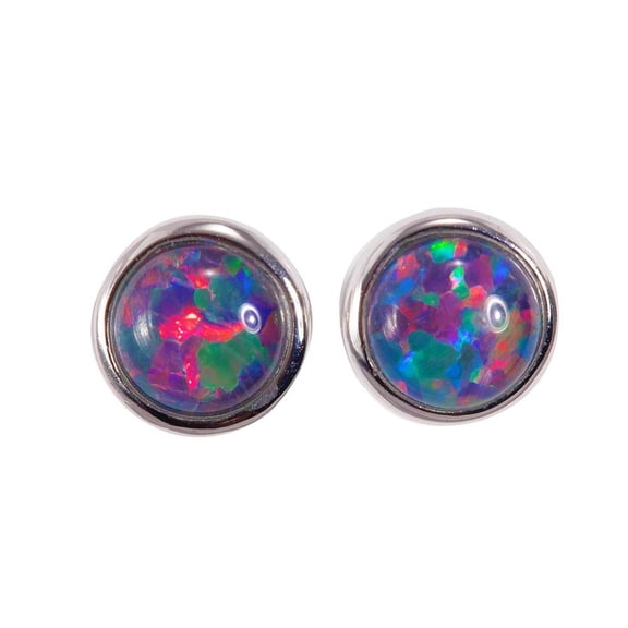 SUPERNOVA EXPRESS STERLING SILVER AUSTRALIAN OPAL STUD EARRINGS