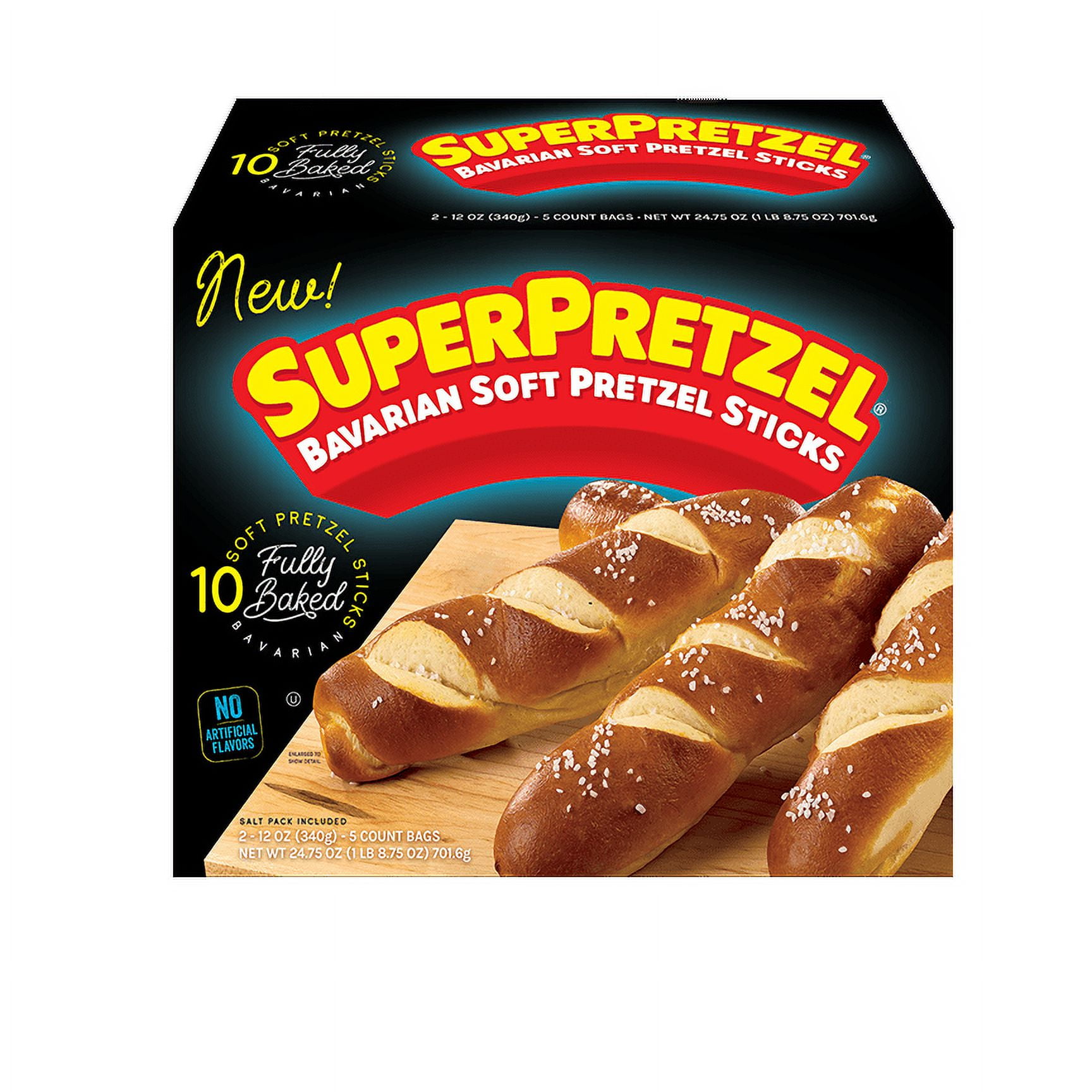 SUPERPRETZEL Bavarian Soft Pretzel Sticks 2 - 12 oz Bags