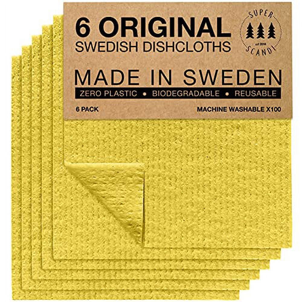 CCE Swedish Dishcloths Cellulose Sponge Cloths, 6 Pack Eco-Friendly  Reusable Cleaning Dish Cloths for Kitchen, Absorbent Swedish Dish Towels  and Dish