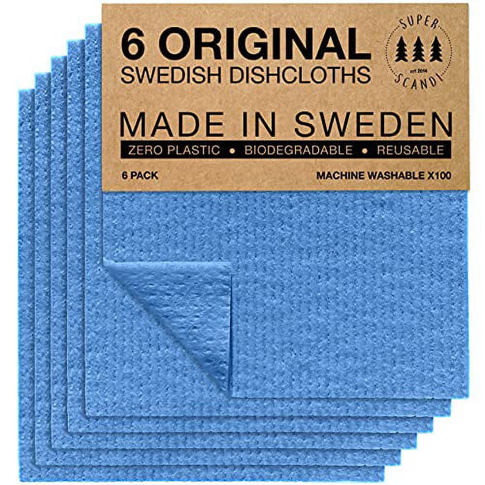 Clean It Mixed Swedish Dish Cloths - Set of 4, Reusable, Absorbent  Cellulose Sponge Towels for Kitchen, Cleaning Counters, and Dishes (Blue  Batik)