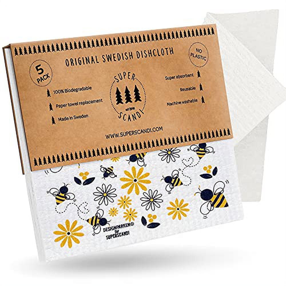SUPERSCANDI Swedish Dishcloths Reusable Biodegradable Cellulose Sponge