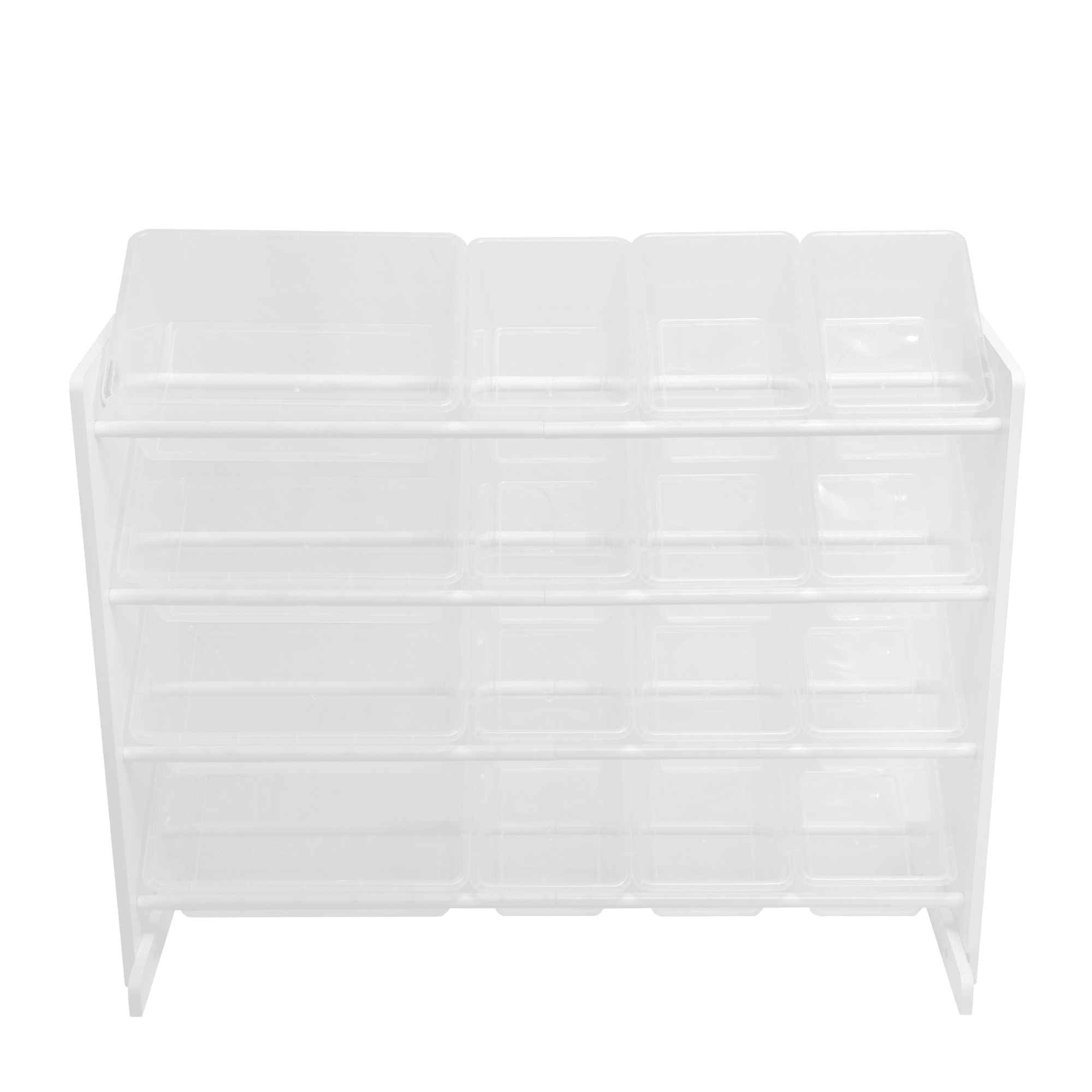 Humble Crew Kids Supersized Toy Storage Organizer with 16 Plastic Storage Bins, Transparent White