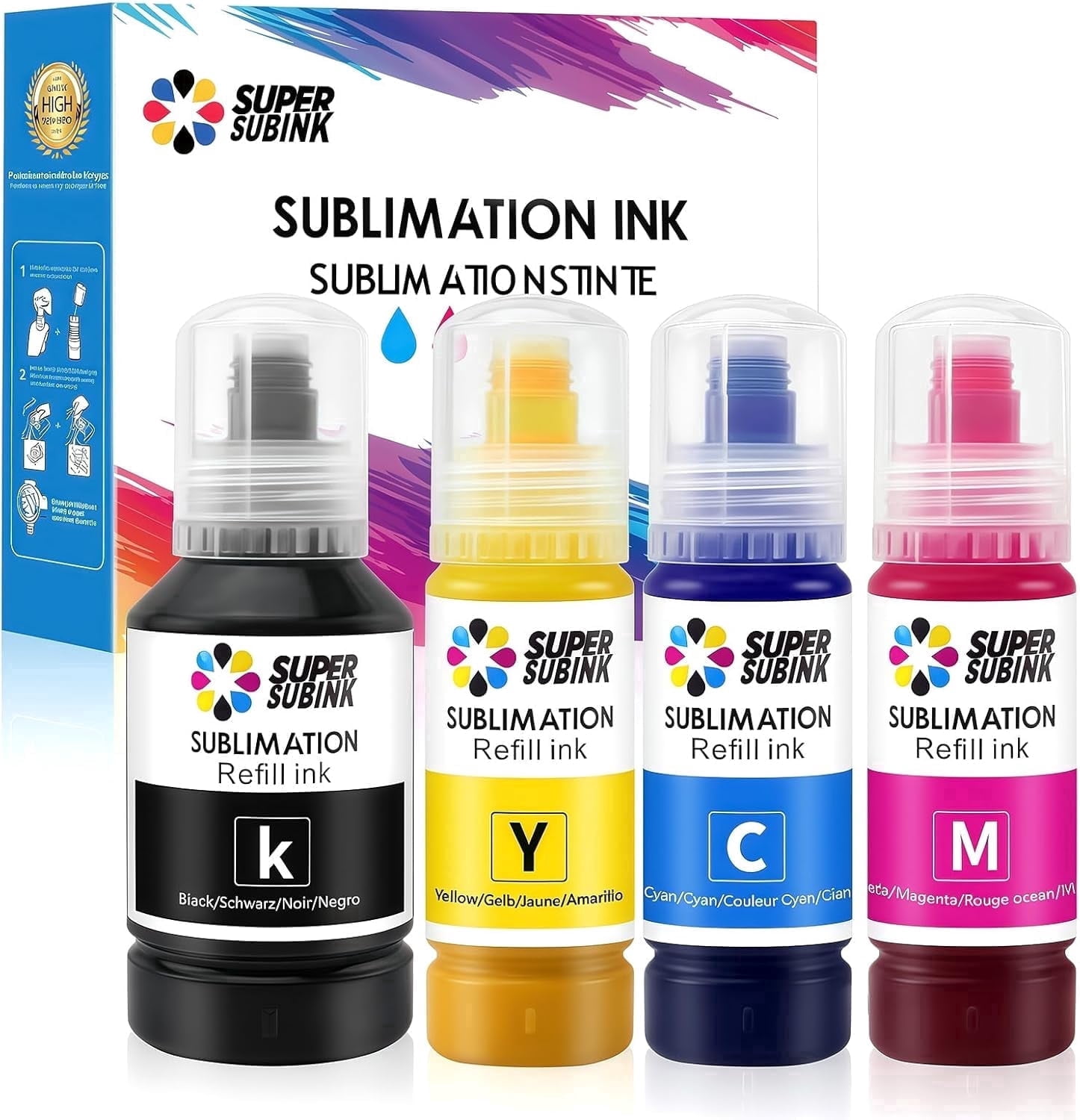 SUPERSUBINK Sublimation Ink 502 522 Refilled Bottles for Ecotank ET ...