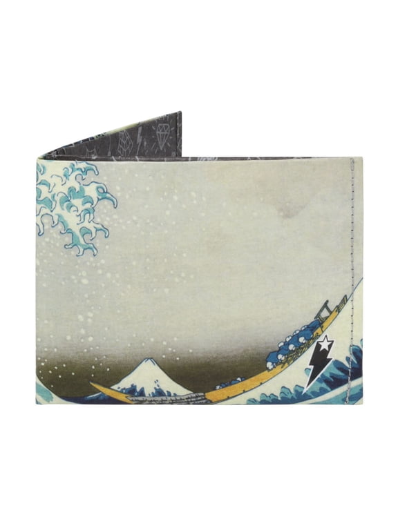 The Great Wave off Kanagawa Stitched Paper Wallet - Vegan Thin Tear & Water-Resistant Slim Wallet for men - Mens Credit Card Holder Wallet Gifts - Bifold Wallets for Men - RFID