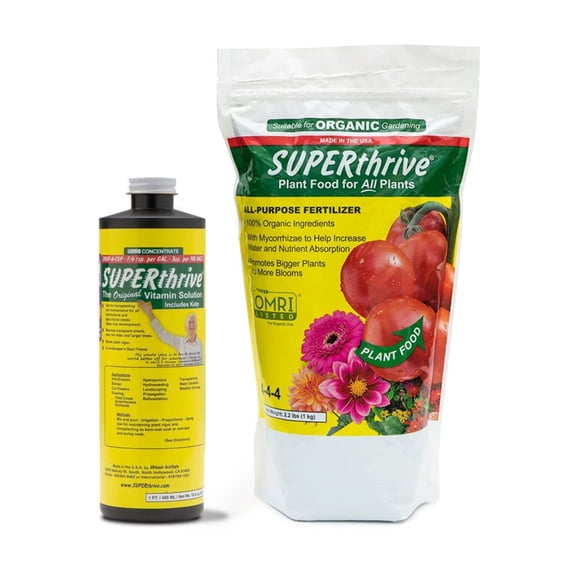 SUPERthrive 0.5-0-0 Vitamin Solution 1 pt + Organic All-Purpose Fertilizer, 2 Pack