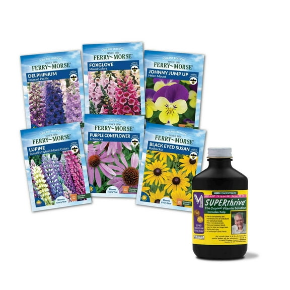 SUPERthrive 0.5-0-0 Vitamin Solution, 4oz. and Ferry-Morse Perennials to Plant in Fall Seed Variety Pack