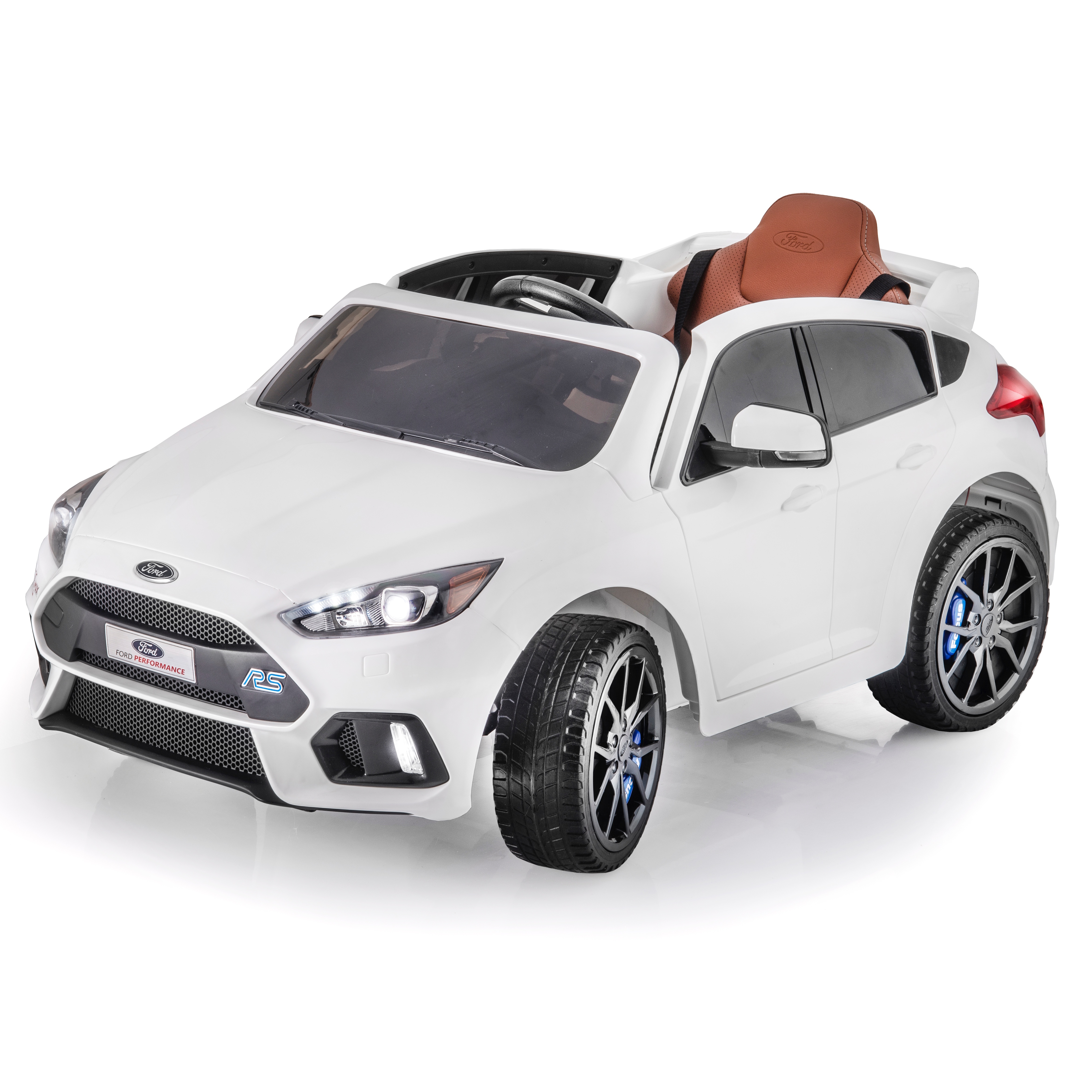 SUPERtrax Licensed Ford Focus RS Kid's Ride On Car, Battery Powered, Remote Control - Frozen White - image 1 of 11