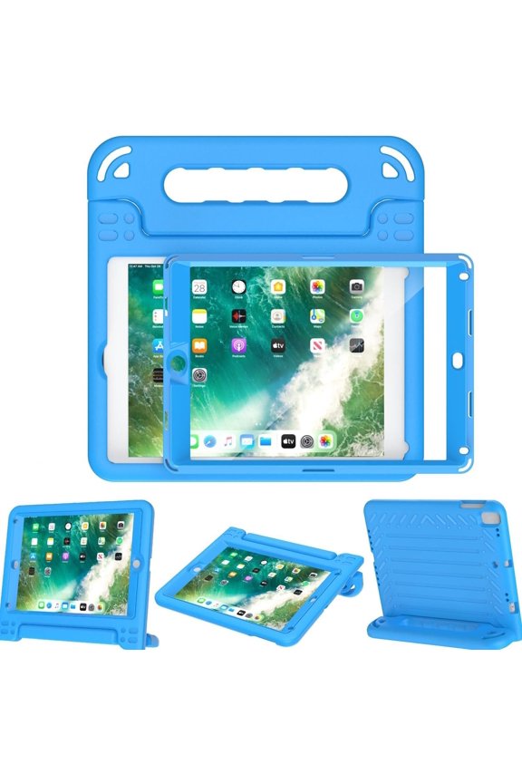 Kids Case with Screen Protector for iPad 9.7 Inch 2018/2017, Shockproof Convertible Handle Stand Kids Case for iPad 9.7 2017/2018 (iPad 5th and 6th Generation),iPad Air 2,Blue