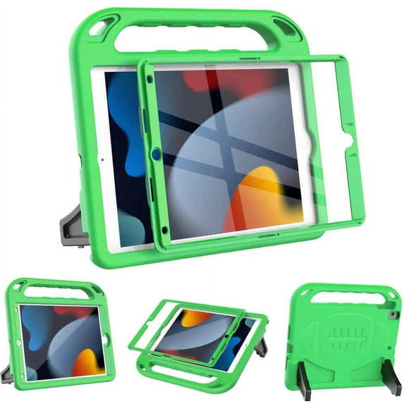 SUPNICE Case with Built-in Screen Protector for iPad 10.2 Inch 2021/2020/2019 (9th/8th/7th Gen), Lightweight Shockproof Handle Stand Kids Case for Apple iPad 10.2, iPad Air 3 10.5 2019, Green