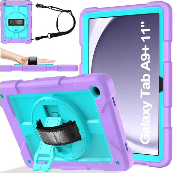 SUPNICE Case for Samsung Galaxy Tab A9 Plus 11 Inch 2023 (SM-X210/X216/X218),Heavy Duty Shockproof Case with [360° Rotating Stand][Hand Strap][Shoulder Strap] for Samsung Tab A9 /A9 Plus 11", Purple