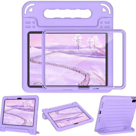 SUPNICE Handle Kids Case for New iPad 11-inch (A16) 2025 / iPad 10th Generation 2022(10.9 inch) with Built-in Screen Protector, Rugged Full Body Protective Cover for iPad 10/11 Gen,Light Purple