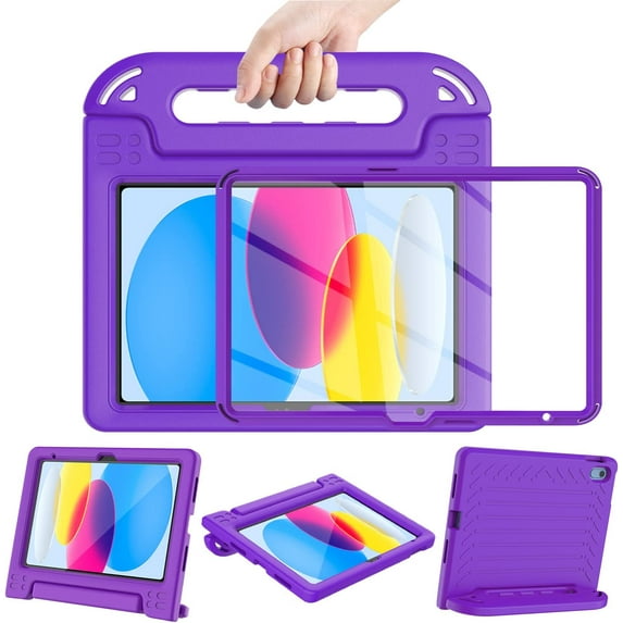 SUPNICE Handle Kids Case for New iPad 11-inch (A16) 2025 / iPad 10th Generation 2022(10.9 inch) with Built-in Screen Protector, Rugged Full Body Protective Cover for iPad 10/11 Gen,Purple