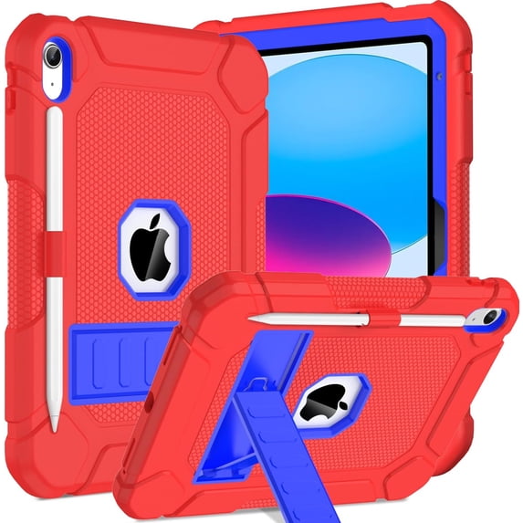 SUPNICE Case for iPad 10th Generation 2022 10.9 Inch,iPad 10th Generation Case with Pencil Holder & Kickstand,Shockproof Anti-Slip Protective Case for iPad 10th Generation 10.9",Red adn Blue