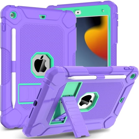 SUPNICE Case for iPad 11-inch (A16) 2025 / iPad 10th Generation 2022(10.9 inch) with Pencil Holder,Shockproof Anti-Slip Protective Case for New Apple iPad 11/10.9 Inch,Purple and Turquoise
