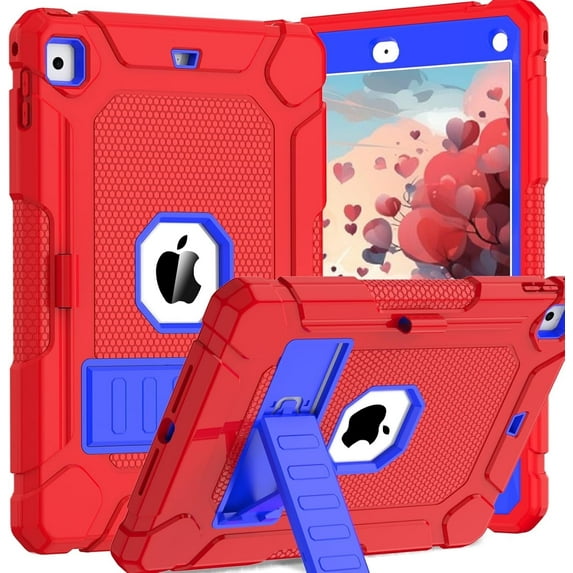 SUPNICE Case for iPad 6th/5th Generation (9.7-inch, 2018/2017),iPad Air 2nd Generation Case (2014) with Kickstand, Hybrid Shockproof Protective iPad 9.7 Case for Kids,Red adn Blue