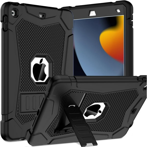 SUPNICE Case for iPad 9th 8th 7th Generation (10.2 inch, 2021/2020/2019), Shockproof Protective iPad 10.2 Case with Built-in Stand/Pencil Holder, Black