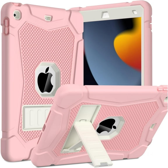 SUPNICE Case for iPad 9th 8th 7th Generation (10.2 inch, 2021/2020/2019), Shockproof Protective iPad 10.2 Case with Built-in Stand/Pencil Holder, Pink
