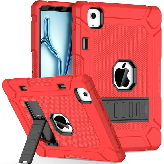 SUPNICE Case for iPad Air 11 inch M2 2024 Air 6th /10.9 Air 5th 2022/Air 4th 2020, Protective Cover with Kickstand Case for iPad Air 6 5 4 Generation, Red