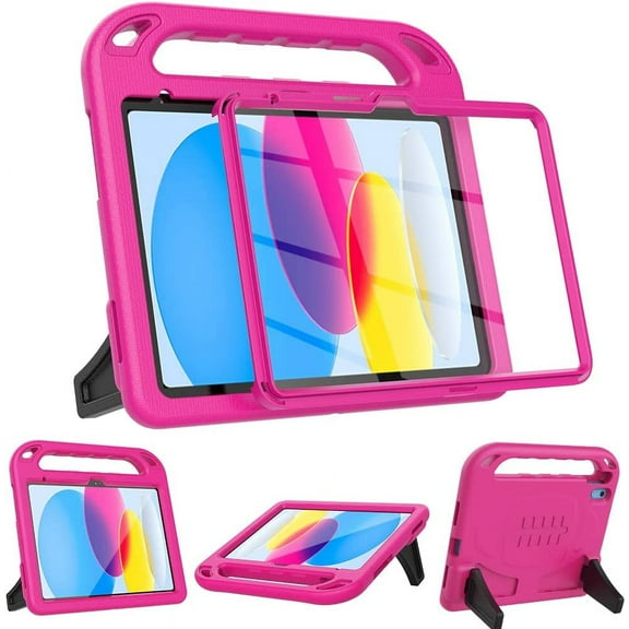 SUPNICE Kids Case with Built-in Screen Protector for New iPad 11-inch (A16) 2025 / iPad 10th Generation 2022(10.9 inch) with Shockproof Handle Stand Case for iPad 11/10.9 Inch,Pink