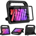thumbnail image 1 of SUPNICE Kids Case for iPad Mini 7 (A17 Pro) 2024 8.3 inch, Mini 6 2021 with Built-in Screen Protector, Shockproof Lightweight Handle Stand Cover for Model (A2995/A2996, A2567/A2568/A2569), Black, 1 of 8
