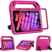 SUPNICE Kids Case for iPad Mini 7 A17 Pro 2024 8.3 inch, Mini 6 2021 with Built-in Screen Protector, Shockproof Lightweight Handle Stand Cover for Model A2995/A2996, A2567/A2568/A2569, Pink