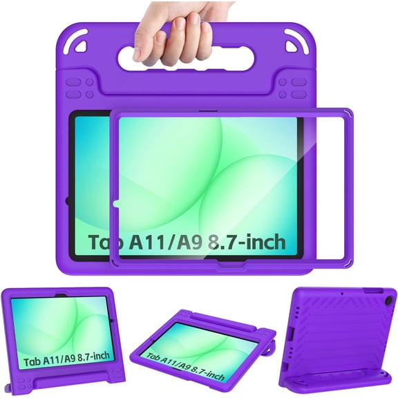 SUPNICE Kids Case for New Samsung Galaxy Tab A9 8.7 Inch 2023 with Built-in Screen Protector Shockproof Light Weight EVA Cover for SM-X110/X115/X117 2023&A7 Lite SM-T220/T225/T227,Purple