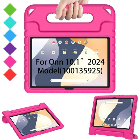 SUPNICE Kids Case for Onn 10.1” Model 100135925 Tablet (4th Generation, 2024), Light Weight Shock Proof Handle Stand Case for Walmart Onn 10.1 inch Tablet (Just Fit 2024, 4 Gen), Pink