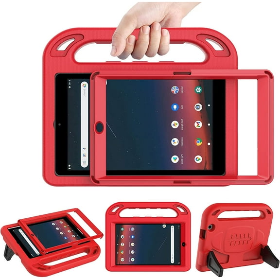 SUPNICE Kids Case for Onn 8” 2022 Gen 3, Built-in Screen Protector Lightweight Handle Friendly Kickstand Cover for Walmart Onn 8 Tablet Model TBGRY 100071483 (2022 Release), Red