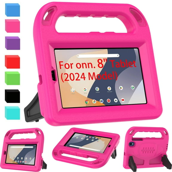 SUPNICE Kids Case for Onn 8 inch 2024 Gen 4 (Model 100135923) , Built-in Screen Protector Lightweight Handle Friendly Kickstand Cover for Walmart Onn 8 Tablet 2024 Release, Pink