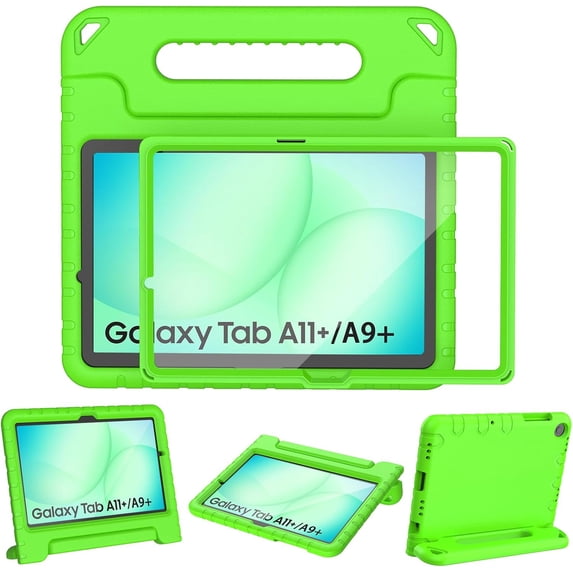 SUPNICE Kids Case for Samsung Galaxy Tab A11+ Plus 11” 2026/A9+ Plus 11 Inch 2023 with Built-in Screen Protector, Light Weight Shock Proof Handle Stand Kids Friendly Cover ,Green