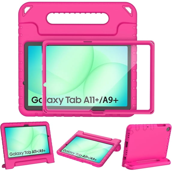 SUPNICE Kids Case for Samsung Galaxy Tab A11+ Plus 11” 2026/A9+ Plus 11 Inch 2023 with Built-in Screen Protector, Light Weight Shock Proof Handle Stand Kids Friendly Cover ,Pink
