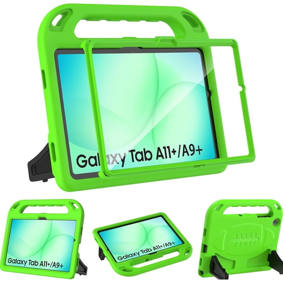 SUPNICE Kids Case for Samsung Galaxy Tab A11+ Plus 11” 2026/A9+ Plus 11 Inch 2023 - Shockproof Lightweight Stand Handle with Screen Protector - Green